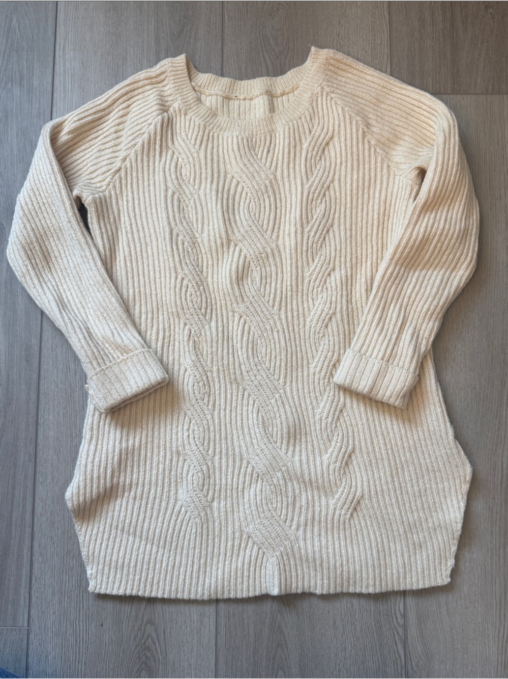 Cozy Cable Knit Cream Sweater - Long